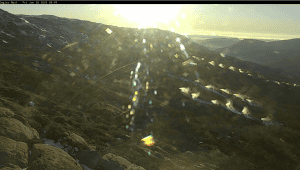 The snows guns bring in the early morning sun in Thredbo today. Photo: Thredbo Snow Cams